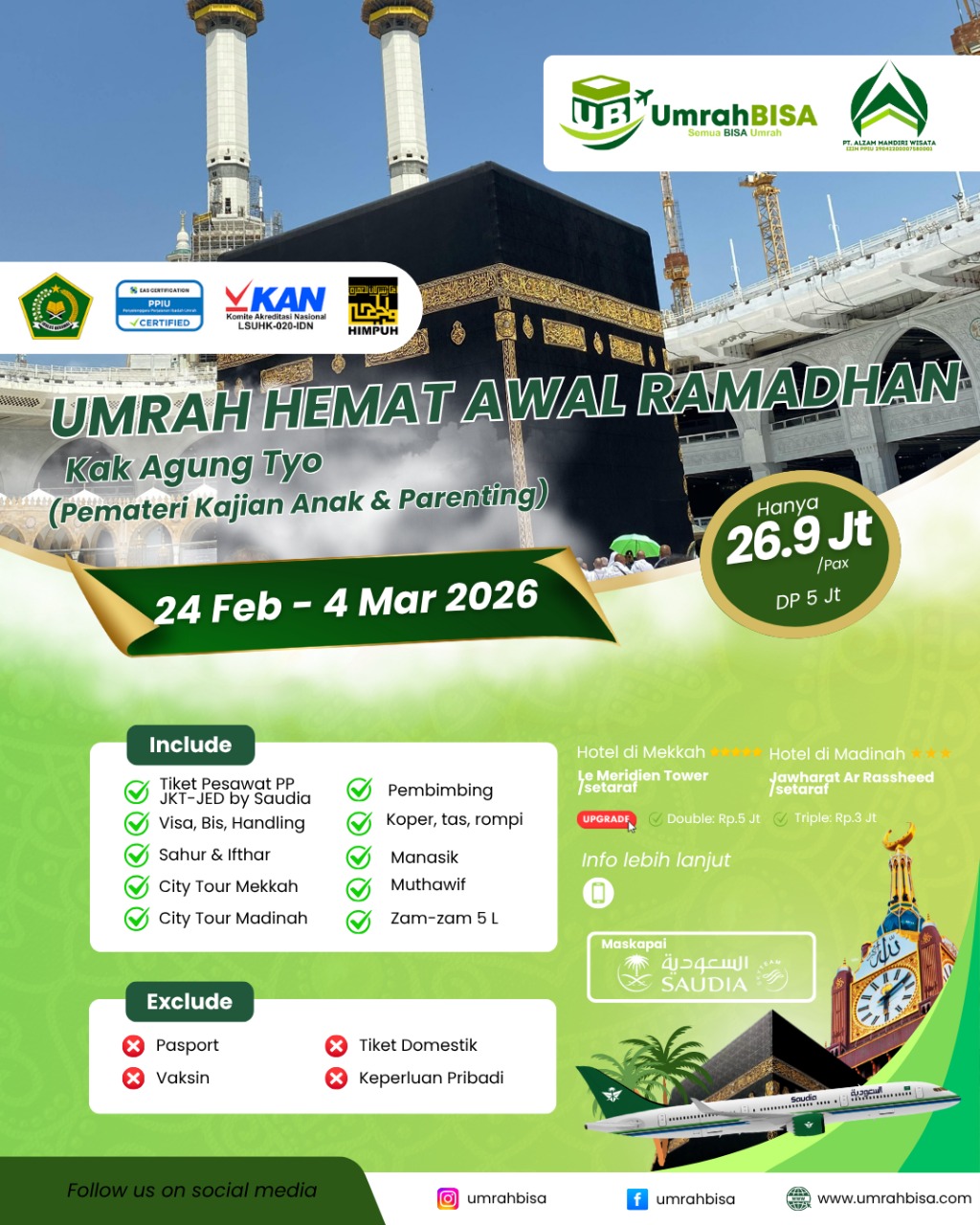 Umroh Bisa Awal Ramadhan